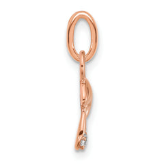 14K Rose Gold Polished Diamond Mushroom Charm