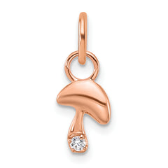 14K Rose Gold Polished Diamond Mushroom Charm