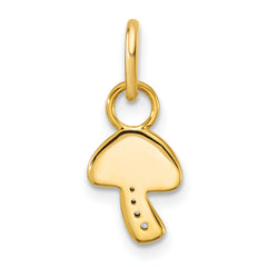 14K Polished Diamond Mushroom Charm