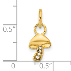 14K Polished Diamond Mushroom Charm