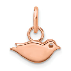 14K Rose Gold Polished Diamond Bird Charm