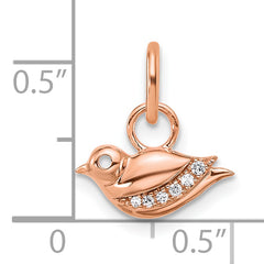 14K Rose Gold Polished Diamond Bird Charm