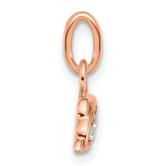 14K Rose Gold Polished Diamond Dolphin Charm