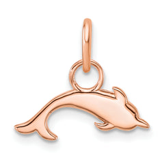 14K Rose Gold Polished Diamond Dolphin Charm