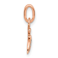 14K Rose Gold Polished Diamond Whale Tail Charm