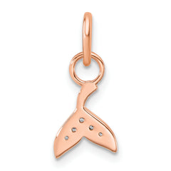 14K Rose Gold Polished Diamond Whale Tail Charm