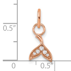 14K Rose Gold Polished Diamond Whale Tail Charm