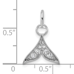 14K White Gold Polished Diamond Whale Tail Charm