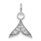 14K White Gold Polished Diamond Whale Tail Charm