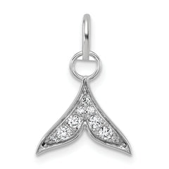 14K White Gold Polished Diamond Whale Tail Charm