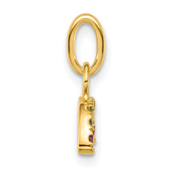 14K Polished Multi-color CZ Double Rainbow Charm