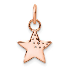 14K Rose Gold Polished Diamond Star Charm