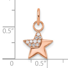 14K Rose Gold Polished Diamond Star Charm