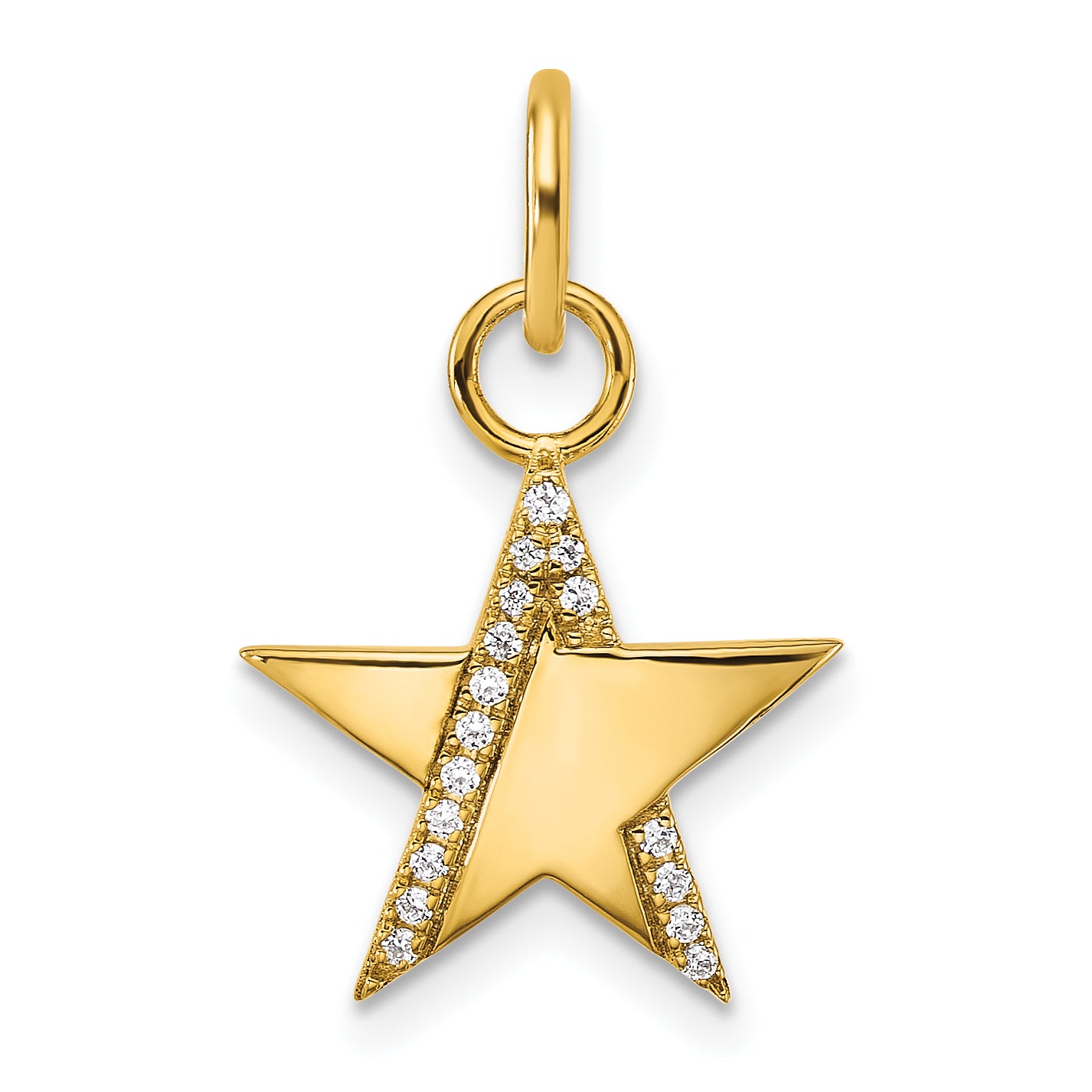 14K Polished Diamond Star Charm