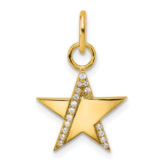14K Polished Diamond Star Charm