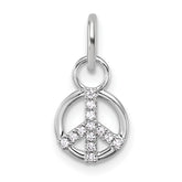 14K White Gold Polished Diamond Peace Sign Charm