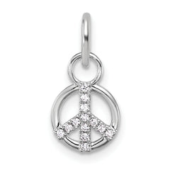 14K White Gold Polished Diamond Peace Sign Charm