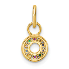 14K Polished Diamond Multi-color CZ Circle Charm