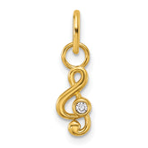 14K Polished Diamond Music Treble Clef Charm