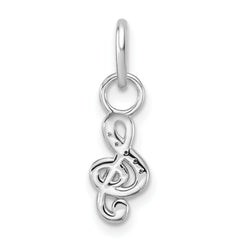 14K White Gold Polished Diamond Music Treble Clef Charm