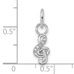 14K White Gold Polished Diamond Music Treble Clef Charm
