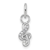 14K White Gold Polished Diamond Music Treble Clef Charm