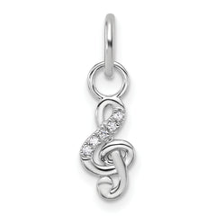 14K White Gold Polished Diamond Music Treble Clef Charm