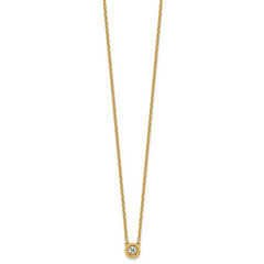 14K Polished and Twisted 1/10 carat Diamond 18 inch Necklace