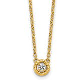 14K Polished and Twisted 1/10 carat Diamond 18 inch Necklace