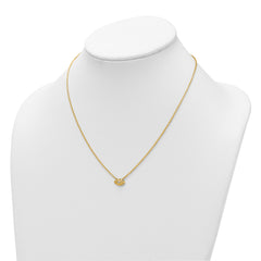 14K Polished and Hammered 1/20 carat Diamond Evil Eye 18 inch Necklace