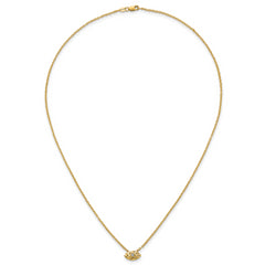 14K Polished and Hammered 1/20 carat Diamond Evil Eye 18 inch Necklace