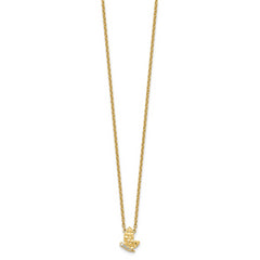 14K Polished and Hammered 1/20 carat Diamond Butterfly 18 inch Necklace