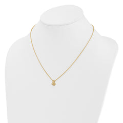 14K Polished and Hammered 1/20 carat Diamond Butterfly 18 inch Necklace