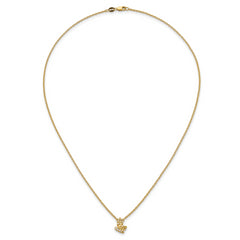 14K Polished and Hammered 1/20 carat Diamond Butterfly 18 inch Necklace