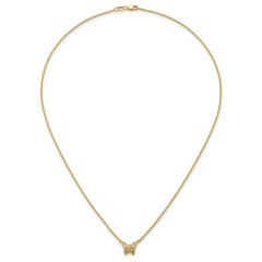 14K Polished 1/10 carat Diamond Butterfly 18 inch Necklace