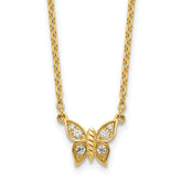14K Polished 1/10 carat Diamond Butterfly 18 inch Necklace