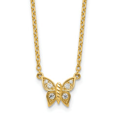 14K Polished 1/10 carat Diamond Butterfly 18 inch Necklace