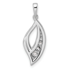 14K White Gold Polished 3/8 carat Diamond Fancy Leaf Pendant