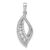 14K White Gold Polished 3/8 carat Diamond Fancy Leaf Pendant
