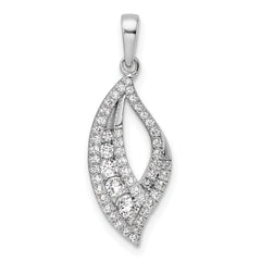 14K White Gold Polished 3/8 carat Diamond Fancy Leaf Pendant