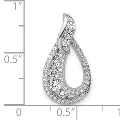 14K White Gold Polished 5/8 carat Diamond Teardrop Chain Slide