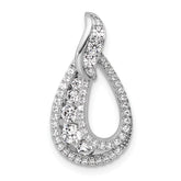 14K White Gold Polished 5/8 carat Diamond Teardrop Chain Slide