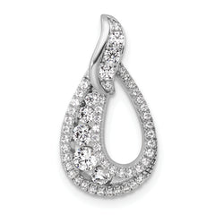 14K White Gold Polished 5/8 carat Diamond Teardrop Chain Slide
