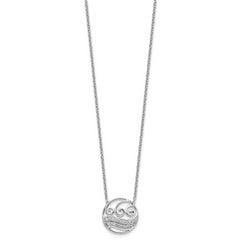 14K White Gold Polished 1/6 carat Diamond Circle with Waves 18 inch Necklace