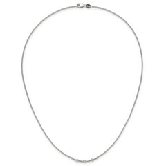 14K White Gold Polished 1/20 carat Diamond Curved Bar 18 inch Necklace