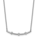 14K White Gold Polished 1/20 carat Diamond Curved Bar 18 inch Necklace