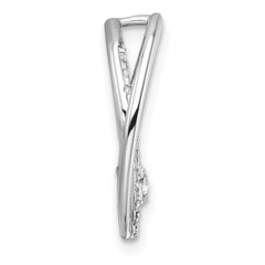 14K White Gold Polished 1/3 carat Diamond Double Oval Chain Slide