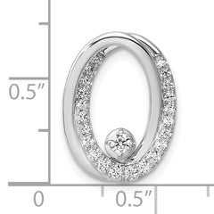 14K White Gold Polished 1/3 carat Diamond Double Oval Chain Slide