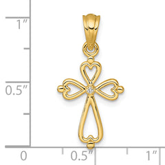 14k Diamond Accented Cross Pendant