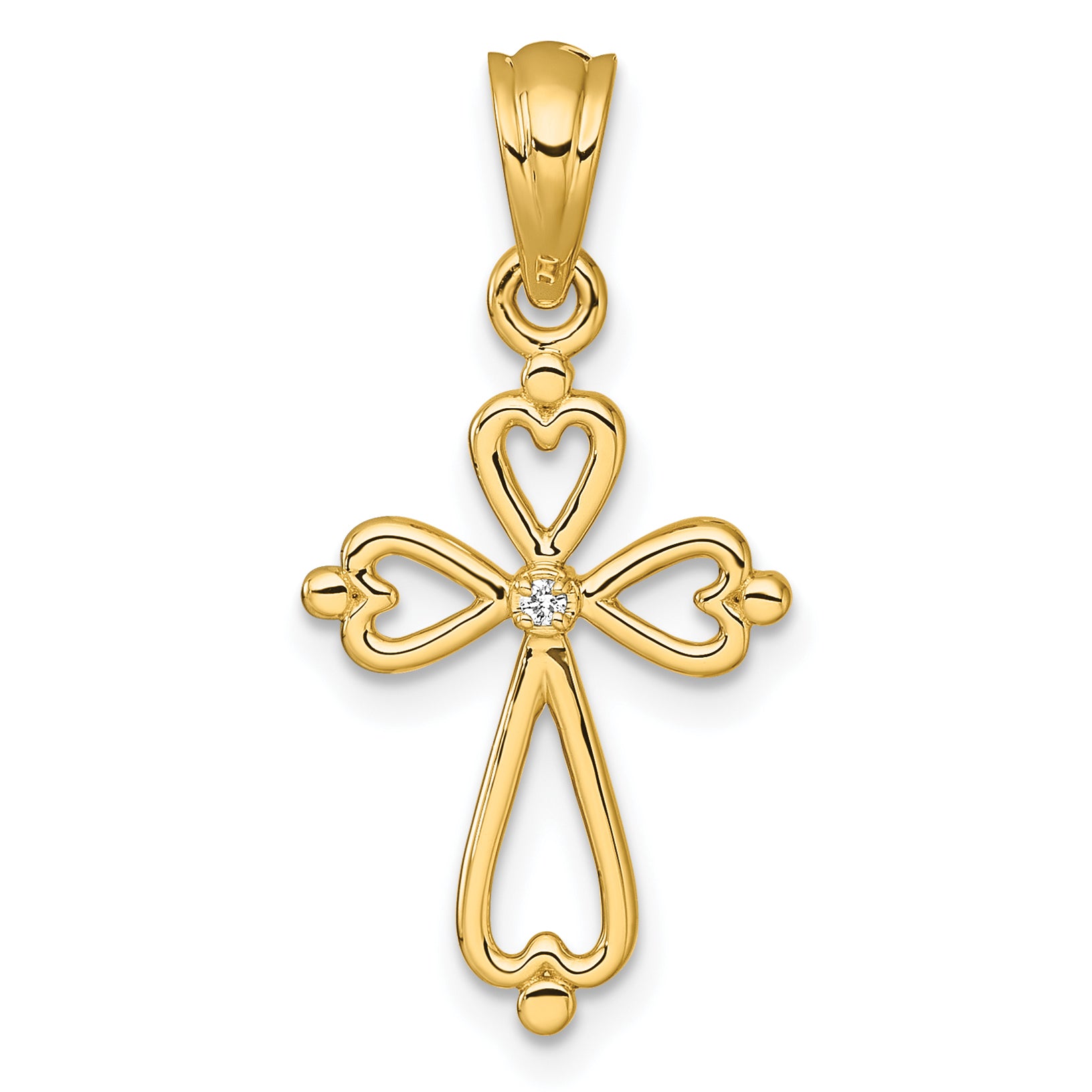 14k Diamond Accented Cross Pendant